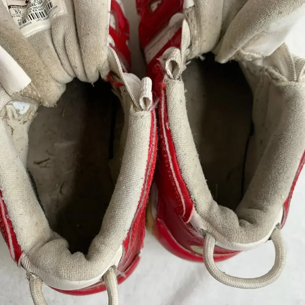 Nike Air More Uptempo Sneakers Youth Sz 5 Red White Jumbo Logo High Top Shoes